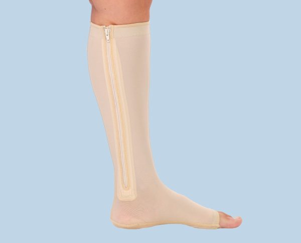 Open Toe Knee High Sock with Zipper - Image 3